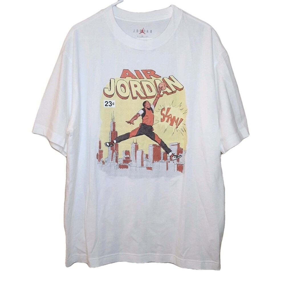 Air Jordan Comic Tee White Printed Men Size M Crew Neck Short Sleeve T Shirt - Picture 2 of 12